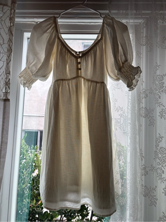 Sabo Skirt Dresses & Skirts - Linen Sabo Skirt Dress Puff Sleeve